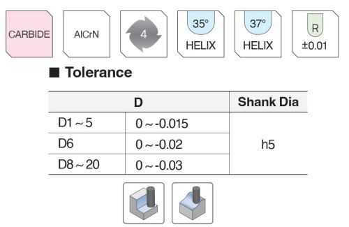 NOVINKA!!! 4-BŘITÉ KULOVÉ FRÉZY do 50 HRC - na nerez