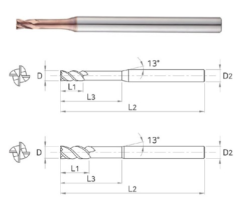 NOVINKA!!! 4-BŘITÉ ROVNÉ MIKROFRÉZY s krkem do 55HRC