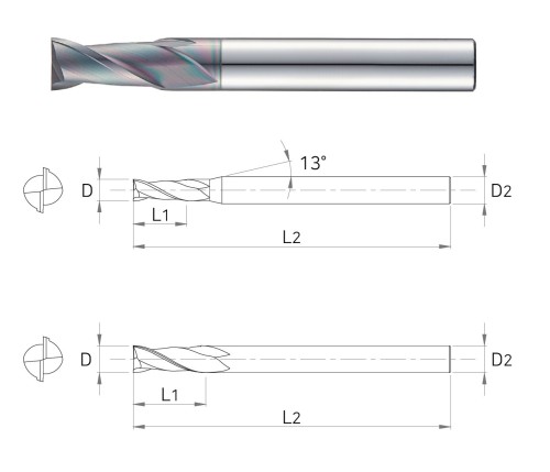 NOVINKA!!! Krátké 2-BŘITÉ FRÉZY do 55 HRC s povlakem AlCrN