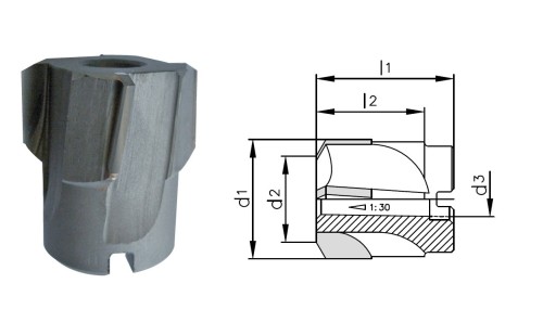 Nástrčné výstružníky 1:30 se spirálovými pravými drážkami - h8 DIN8022 S PŘIPÁJENÝMI TVRDOKOVOVÝMI BŘITY