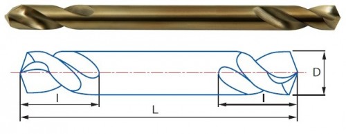 OBOUSTRANNÉ VRTÁKY HSSE 5%Co 135° pro ruční vrtačky - h8, broušené DIN1897N