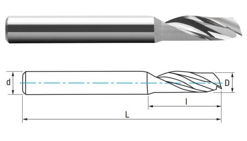 OSTRÉ LEŠTĚNÉ 1-BŘITÉ FRÉZY pro obrábění hliníku a plastu