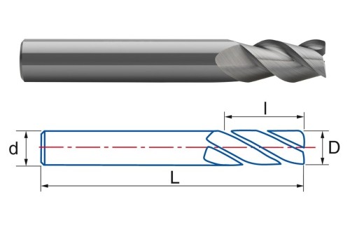 OSTRÉ LEŠTĚNÉ 3-BŘITÉ FRÉZY PRO OBRÁBĚNÍ HLINÍKU A  PLASTU