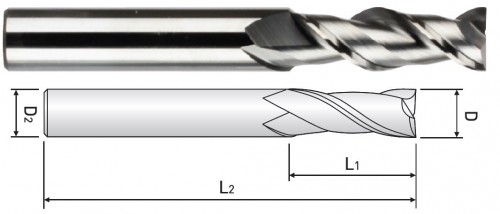 OSTRÉ LEŠTĚNÉ FRÉZY 2-BŘITÉ pro obrábění hliníku a plastu