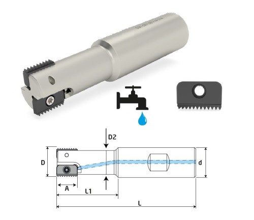 Obousměrné dvoubřité závitové stopkové frézy s chlazením