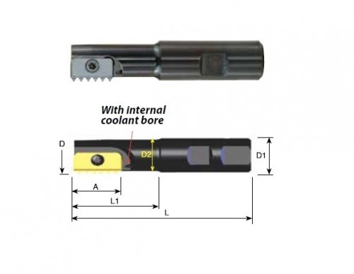 Obousměrné závitové stopkové frézy s chlazením v sadě TĚLESO + 6 DESTIČEK + KLÍČ A ŠROUBEK