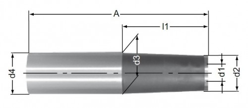 Ocelové prodloužení pro frézy se závitovým adaptérem s chlazením - metrický závit