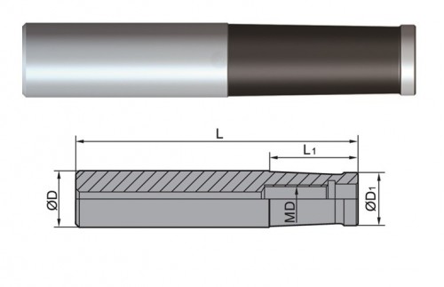 Ocelové prodloužení pro frézy se závitovým adaptérem s odlehčením - metrický závit