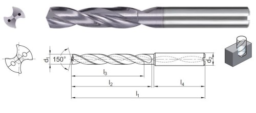 PILOTNÍ VRTÁKY PRO DLOUHÉ VRTÁKY - 3xD – s vnitřním chlazením