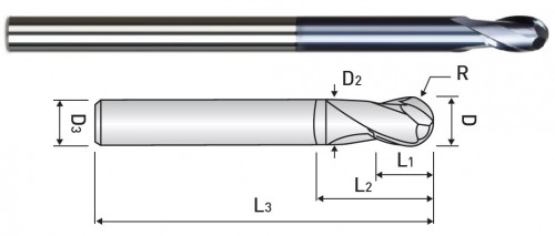 POPULÁRNÍ 2-BŘITÉ EXTRA DLOUHÉ KULOVÉ FRÉZY DO 55 HRC