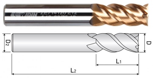 POPULÁRNÍ 4-BŘITÉ FRÉZY - KRÁTKÉ HRC 70 S POVLAKEM AlTiN-HH, UWC