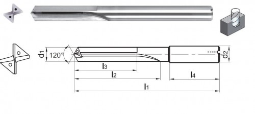 PŘESNÉ VRTÁKY S ROVNOU ŠROUBOVICÍ NA HLINÍKOVÉ SLITINY, MĚĎ A BRONZ PRO MATERIÁL S KRÁTKOU TŘÍSKOU 15xD - S CHLAZENÍM