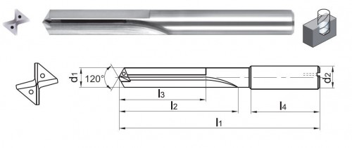 PŘESNÉ VRTÁKY S ROVNOU ŠROUBOVICÍ NA HLINÍKOVÉ SLITINY, MĚĎ A BRONZ PRO MATERIÁL S KRÁTKOU TŘÍSKOU 5xD S CHLAZENÍM
