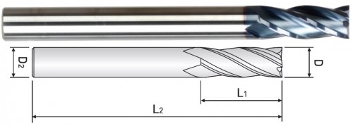 PRODLOUŽENÉ 4-BŘITÉ FRÉZY HRC65