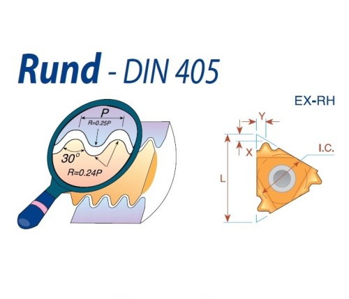 Pravé RD Round 30° DIN405 destičky pro pravé držáky - KARBID BLU = (M10-M20)+(K05-K20)+(N10-N20)+(S10-S20)