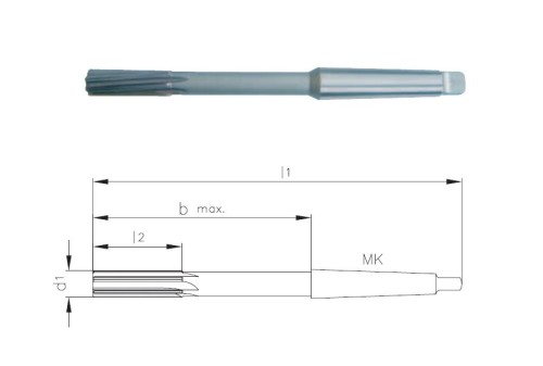 Precizní dlouhé výstružníky se spirálovými drážkami s MORSE STOPKOU - H7 DIN8094 S PŘIPÁJENÝMI TVRDOKOVOVÝMI BŘITY