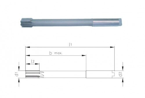 Precizní krátké výstružníky s přímými drážkami - H7 DIN8050, tolerance stopky = h9 S PŘIPÁJENÝMI TVRDOKOVOVÝMI BŘITY
