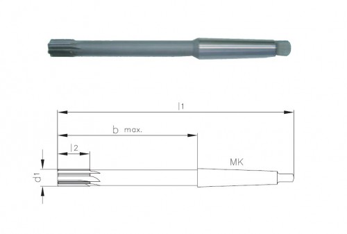Precizní krátké výstružníky s přímými drážkami s MORSE STOPKOU - H7 DIN8051 S PŘIPÁJENÝMI TVRDOKOVOVÝMI BŘITY