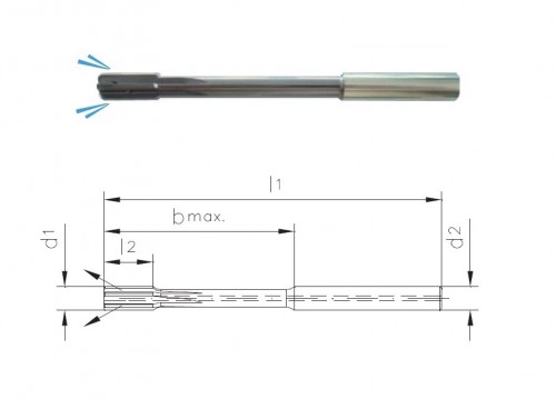 Precizní tvrdokovové TiALN výstružníky s přímými drážkami - H7 S CHLAZENÍM NA BŘIT PRO PRŮCHOZÍ DÍRY - TOP SPEED (VYSOKORYCHLOSTNÍ), tolerance stopky = h6