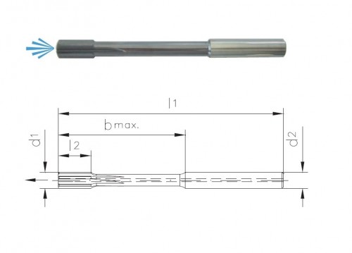 Precizní tvrdokovové TiALN výstružníky s přímými drážkami - H7 S CHLAZENÍM STŘEDEM PRO SLEPÉ OTVORY - TOP SPEED (VYSOKORYCHLOSTNÍ), tolerance stopky = h6