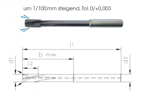 Precizní tvrdokovové přesné TiALN výstružníky se spirálovými drážkami - H7 S CHLAZENÍM NA BŘIT PRO PRŮCHOZÍ DÍRY - TOP SPEED (VYSOKORYCHLOSTNÍ), tolerance stopky = h6