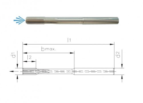 Precizní tvrdokovové výstružníky s přímými drážkami - H7 S CHLAZENÍM STŘEDEM PRO SLEPÉ OTVORY - TOP SPEED (VYSOKORYCHLOSTNÍ), tolerance stopky = h6