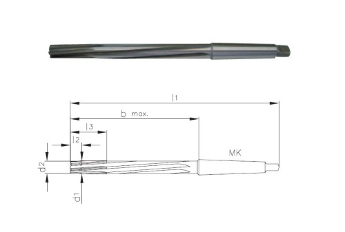 Precizní tvrdokovové výstružníky se spirálovými drážkami s MORSE STOPKOU - H7 S DRÁŽKOU