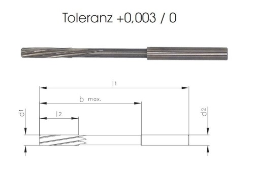 Precizní výstružníky se spirálovými drážkami - S ODLEHČENÍM - PŘESNÉ, tolerance stopky = h6 PRŮMĚR 12-... mm