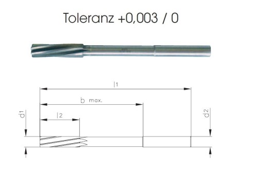 Precizní výstružníky se spirálovými drážkami - S ODLEHČENÍM - PŘESNÉ, tolerance stopky = h6 PRŮMĚR 9-11,99 mm