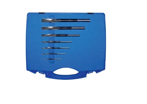 Přesné HSSE strojní výstružníky se spirálovými drážkami DIN212, tolerance stopky = h6 V SADĚ 7 KS rozsah 3-12 po 1 mm