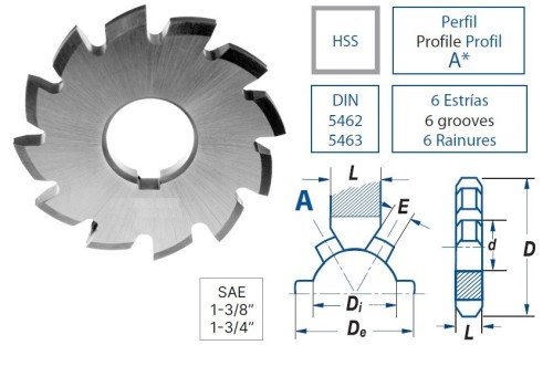 Prořezávací frézy HSS DIN5462/5463, frézy na ozubení