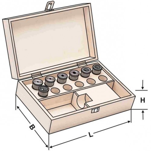 REDUKČNÍ POUZDRA PRO VYVRTÁVACÍ NOŽE TVAR E2 V SADĚ V DŘEVĚNÉM BOXU