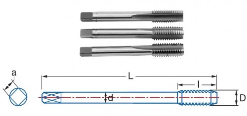 RUČNÍ ZÁVITNÍKY V SADĚ HSS "METRICKÉ" DIN352 - 6H LEVÉ
