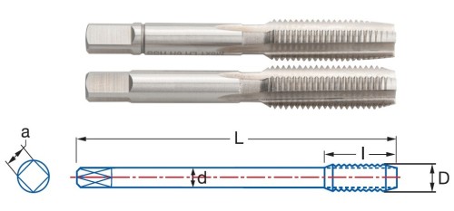 RUČNÍ ZÁVITNÍKY V SADĚ HSS "MF" JEMNÉ STOUPÁNÍ DIN2181 - 6H LEVÉ