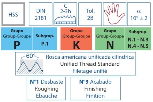 RUČNÍ ZÁVITNÍKY V SADĚ HSS "UNEF 60°" DIN2181 - 2B RUČNÍ ZÁVITNÍKY V SADĚ HSS "UNEF 60°" DIN2181 - 2B