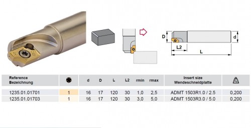 Rádiusová - čtvrtkruhová fréza s destičkami v sadě