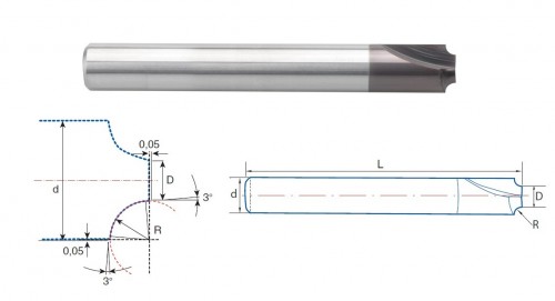 Rádiusové-čtvrťové 2-břité tvrdokovové frézy Rádiusové-čtvrťové 2-břité tvrdokovové frézy