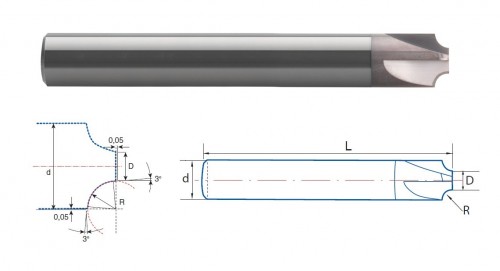 Rádiusové-čtvrťové 4-břité tvrdokovové frézy Rádiusové-čtvrťové 4-břité tvrdokovové frézy