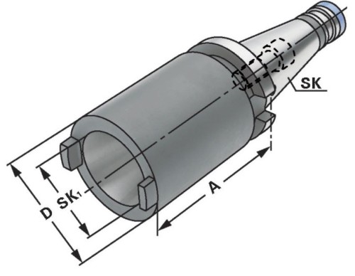 Redukce z ISO DIN2080 na SK DIN69871/BT JIS B 6339 (MAS403BT)/ISO DIN2080