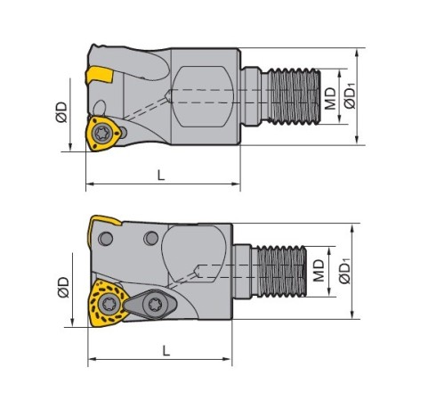 Rychloposuvové frézy se závitovým adaptérem na destičky WPGT.. s chlazením