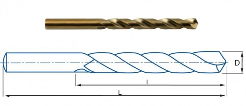 SADA STROJNÍCH ZÁVITNÍKŮ DIN371 "METRICKÉ" PRŮCHOZÍ S LAMAČEM HSSE-V S VRTÁKY POD ZÁVITY HSSE 5%Co 135° - h8, broušené DIN338N