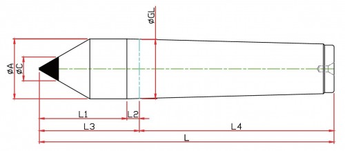 SOUSTRUŽNICKÉ OTOČNÉ HROTY-TYP LM-C - 60° PROVEDENÍ S TVRDOKOVOVOU ŠPIČKOU