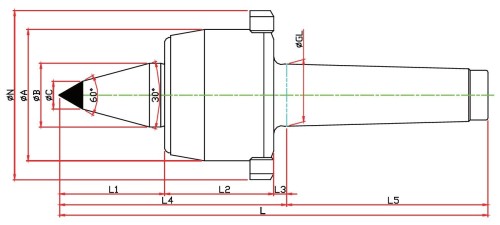 SOUSTRUŽNICKÉ OTOČNÉ HROTY-TYP NCBNC - 60°/30° PROVEDENÍ S ODTLAČOVACÍ MATICÍ - PRODLOUŽENÉ PROVEDENÍ HROTU S TVRDOKOVOVOU ŠPIČKOU