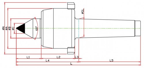 SOUSTRUŽNICKÉ OTOČNÉ HROTY-TYP NCC-60°PROVEDENÍ S ODTLAČOVACÍ MATICÍ S TVRDOKOVOVOU ŠPIČKOU