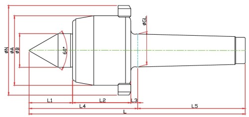 SOUSTRUŽNICKÉ OTOČNÉ HROTY-TYP NCN - 60° PROVEDENÍ S ODTLAČOVACÍ MATICÍ