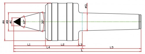 SOUSTRUŽNICKÉ OTOČNÉ HROTY-TYP NKBC - 60°/30° PROVEDENÍ S PRODLOUŽENÝM HROTEM S TVRDOKOVOVOU ŠPIČKOU