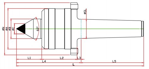 SOUSTRUŽNICKÉ OTOČNÉ HROTY-TYP NKCN - 60° PROVEDENÍ S ODTLAČOVACÍ MATICÍ S TVRDOKOVOVOU ŠPIČKOU