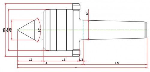 SOUSTRUŽNICKÉ OTOČNÉ HROTY-TYP NKN - 60° PROVEDENÍ S ODTLAČOVACÍ MATICÍ