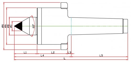 SOUSTRUŽNICKÉ OTOČNÉ HROTY-TYP SMCN - 60° PROVEDENÍ S ODTLAČOVACÍ MATICÍ A S TVRDOKOVOVOU ŠPIČKOU
