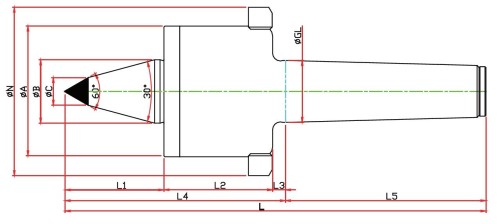 SOUSTRUŽNICKÉ OTOČNÉ HROTY-TYP SMPBCN - 60°/30°PRODLOUŽENÉ PROVEDENÍ HROTU S TVRDOKOVOVOU ŠPIČKOU S ODTLAČOVACÍ MATICÍ